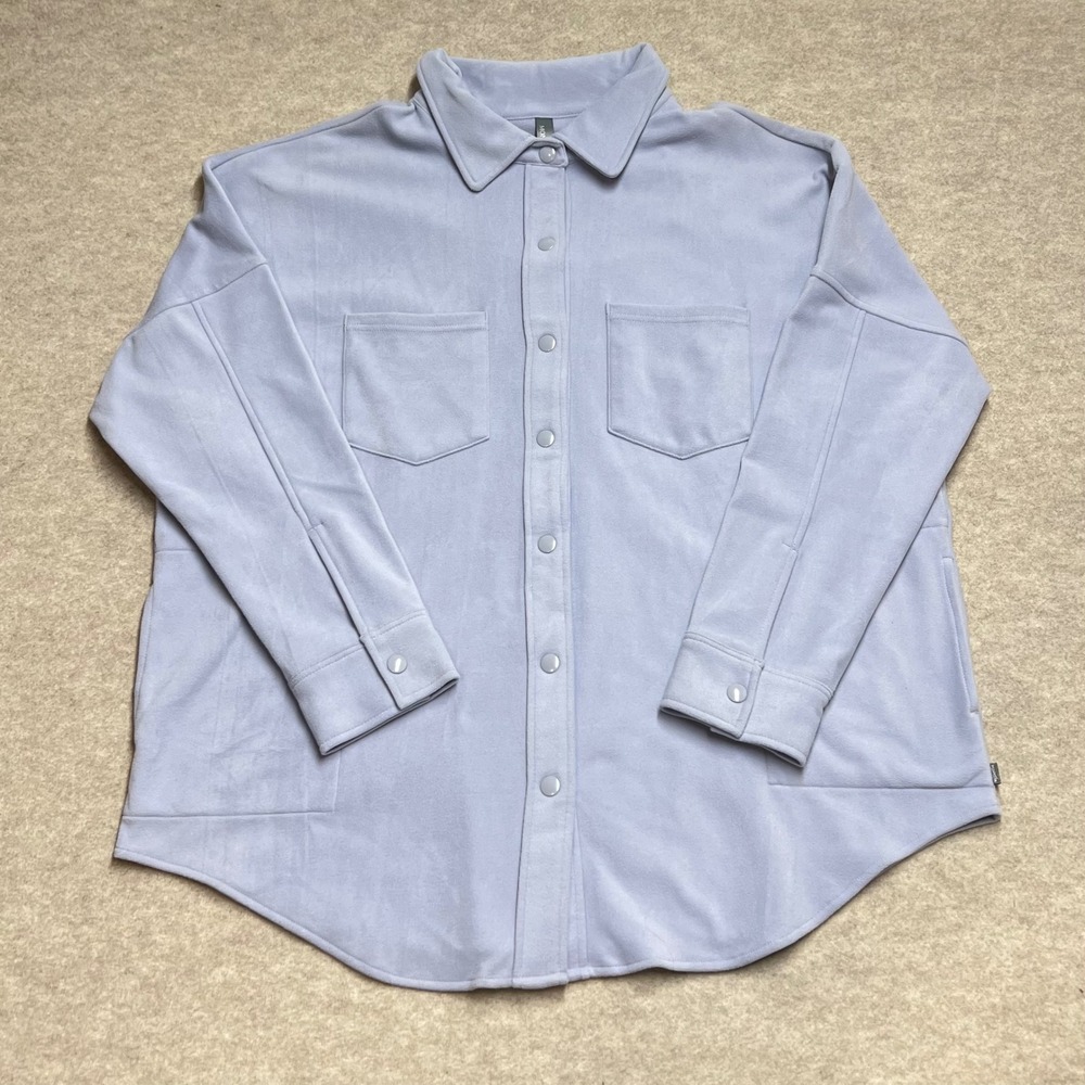 NWT Mondetta Blue Fleece Shacket XXL Oversized Snap Front Soft Girl Loungewear